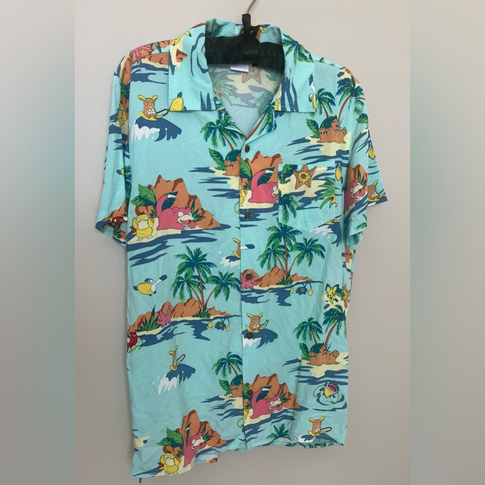 Mens Pokemon Island life button up top